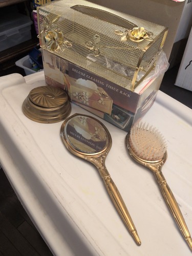Vintage gold tone vanity - gold, set