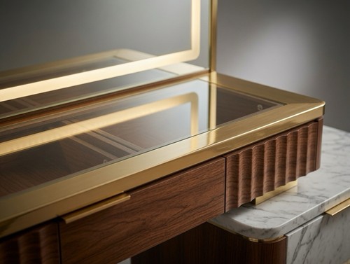 Wood glass vanity set - glass,