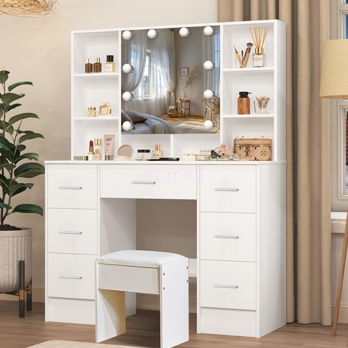 Makeup vanity desk with mirror - desk,